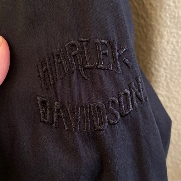 Vtg HARLEY-DAVIDSON Men Black Embroidery Button Long Sleeve Shirt Size Medium - Picture 3 of 8